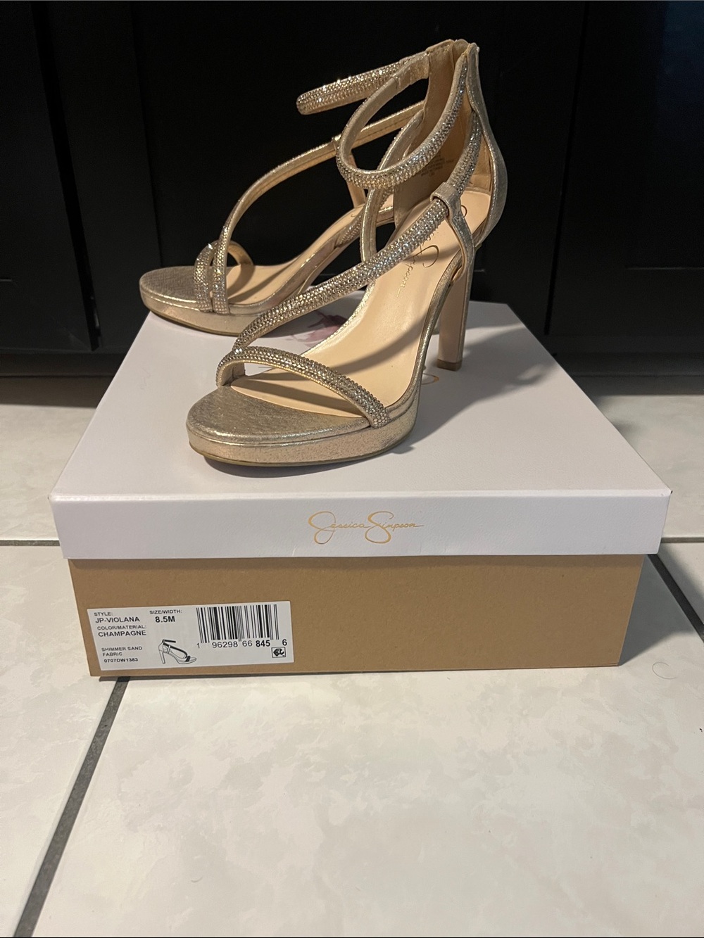 Jessica Simpson Metallic Champagne Strappy Heels